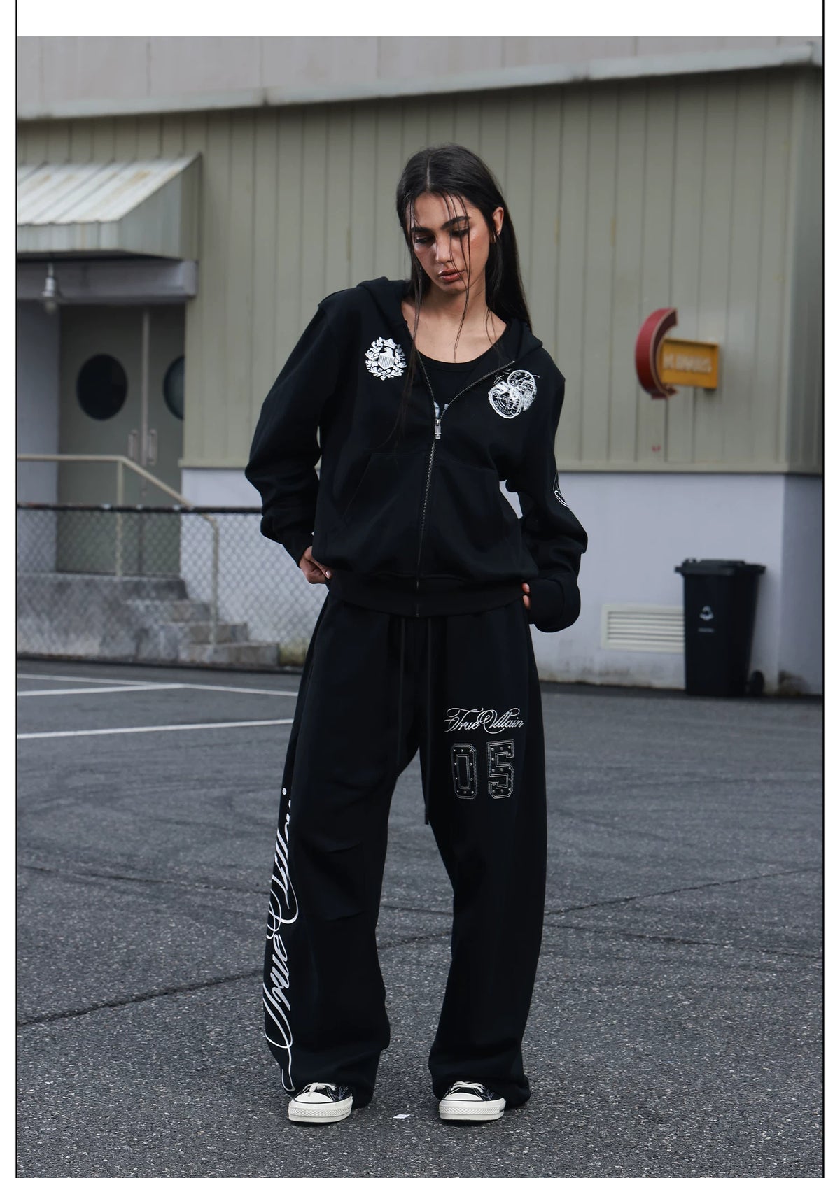 Midnight Crest Script Zip Hoodie