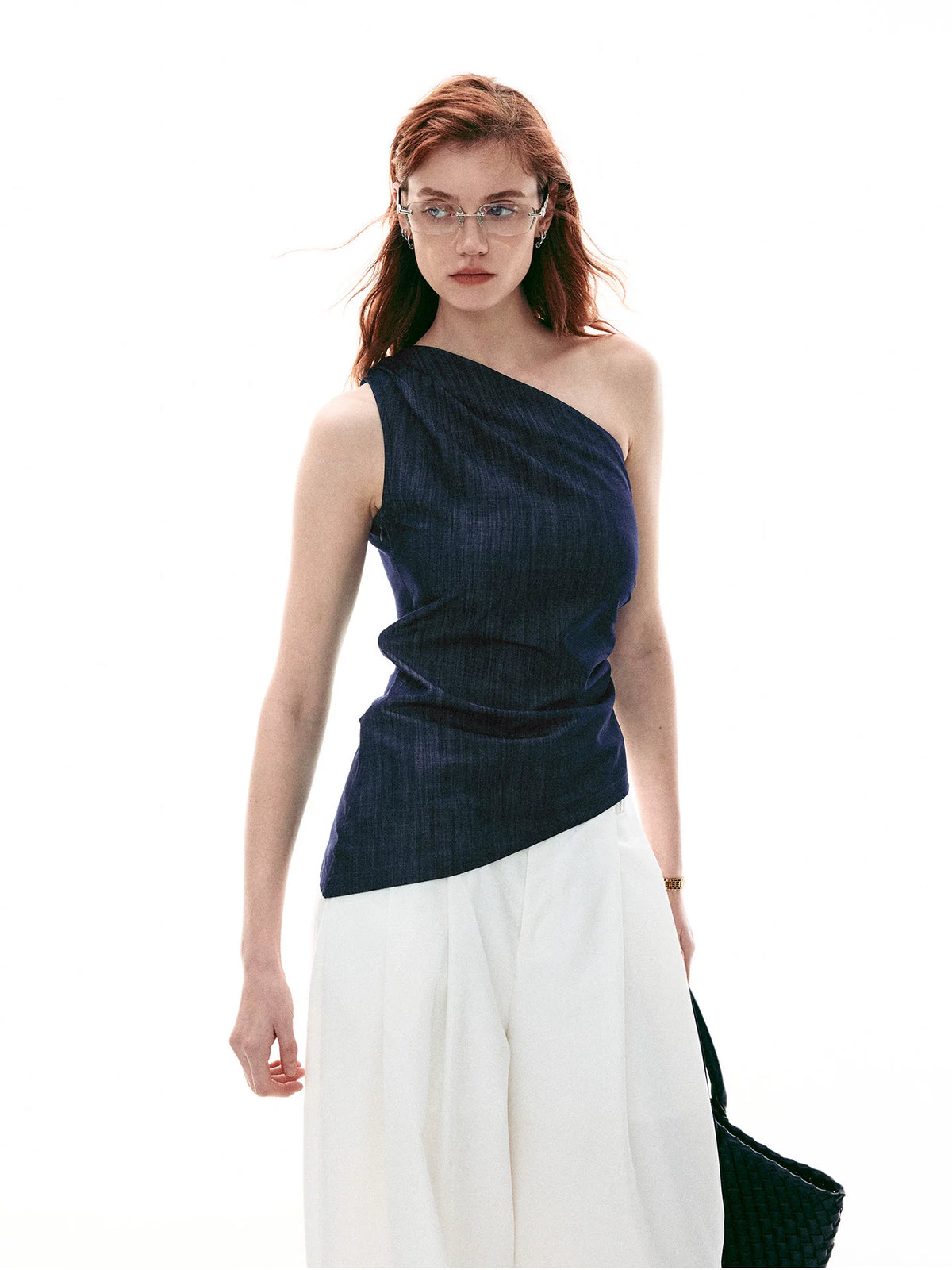 Midnight Meridian One-Shoulder Draped Top