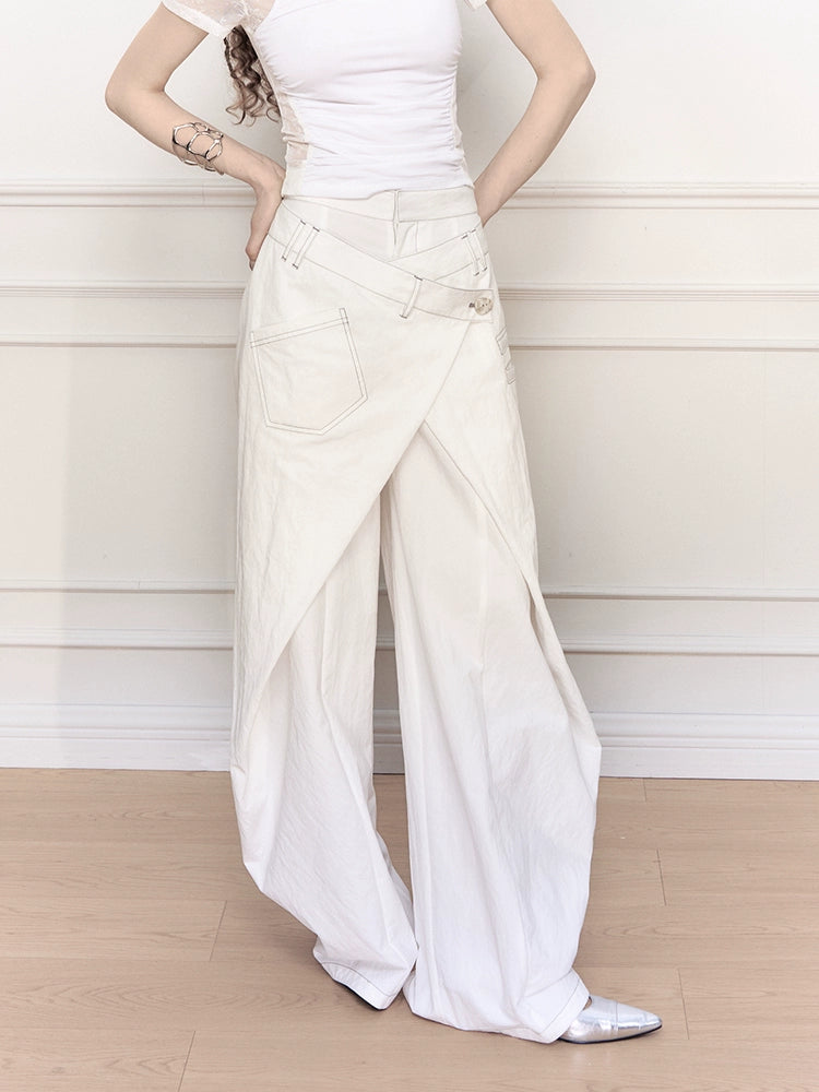 Asymmetrical Wrap Wide Leg Jeans