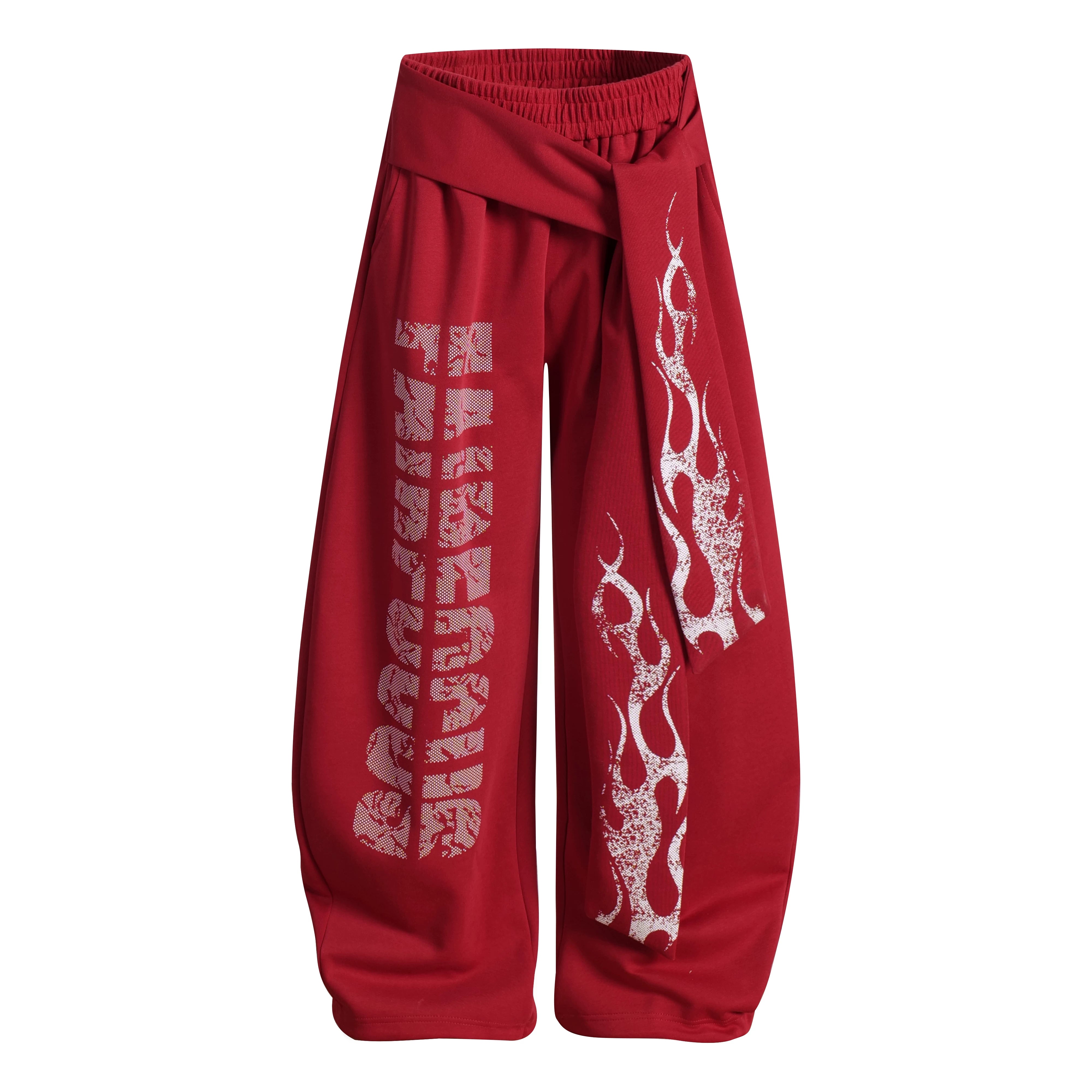 Inferno Sash Wide-Leg Fleece Pants