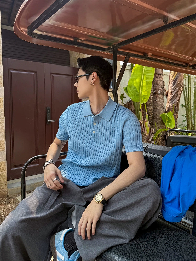 Sunlit Cable Knit Polo
