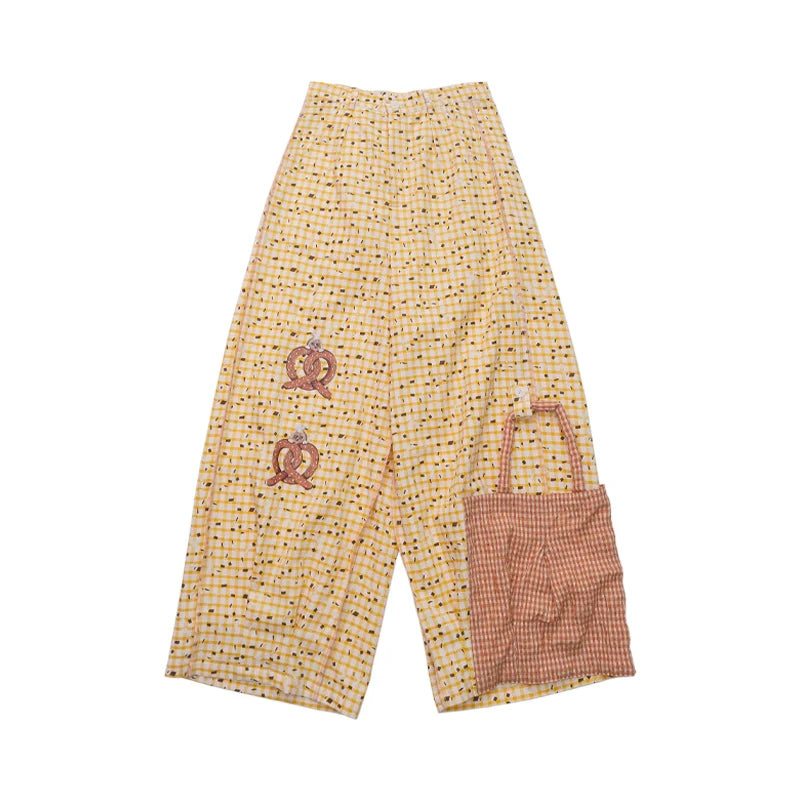 Sweet Pretzel Print Wide Leg Pants