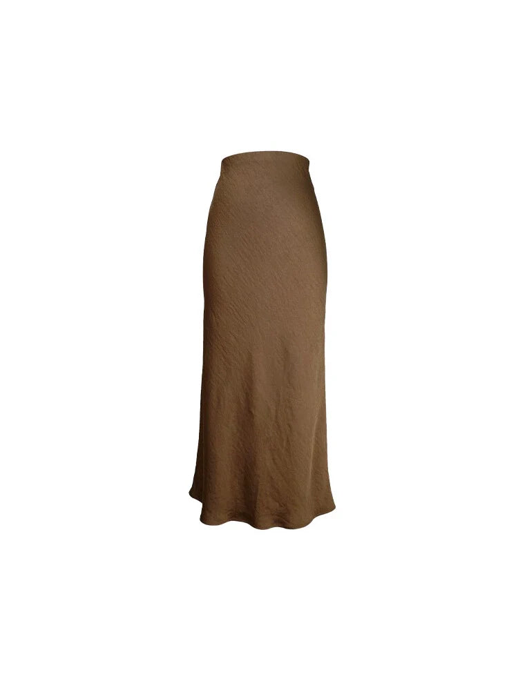 Fishtail High-Waisted A-Line Maxi Skirt