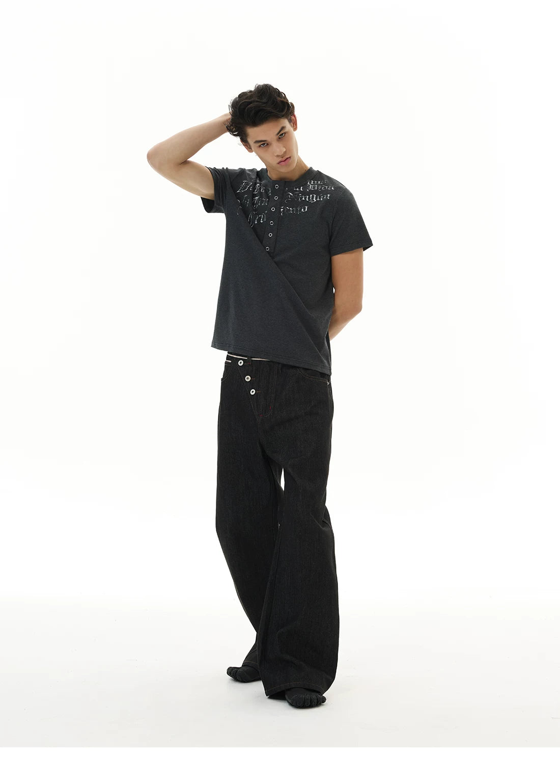Orbit Placket Wide‑Leg Jeans