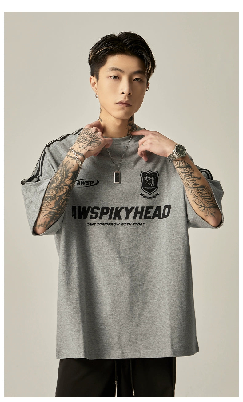 Oversized Grey Athletic Logo T-Shirt