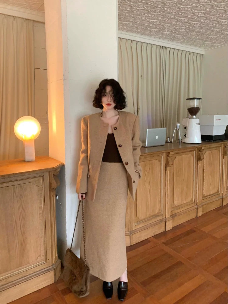 Tweed Blazer and Skirt Set