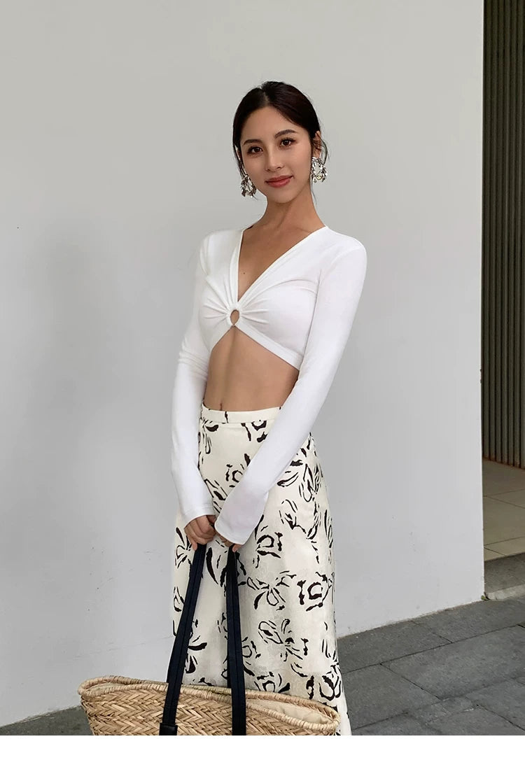 Ring Detail Plunge Crop Top
