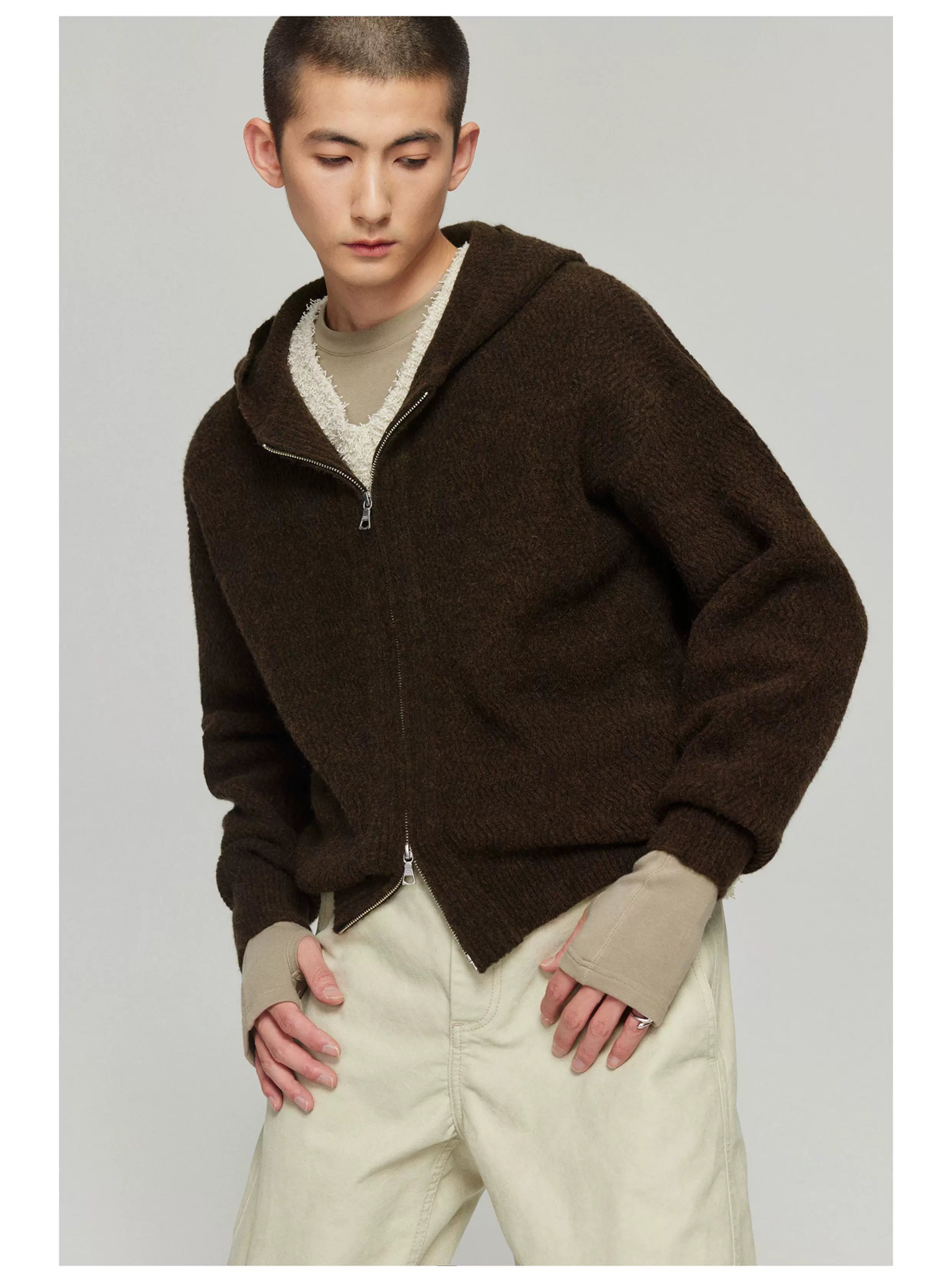 Mochafuzz Cropped Knit Hoodie