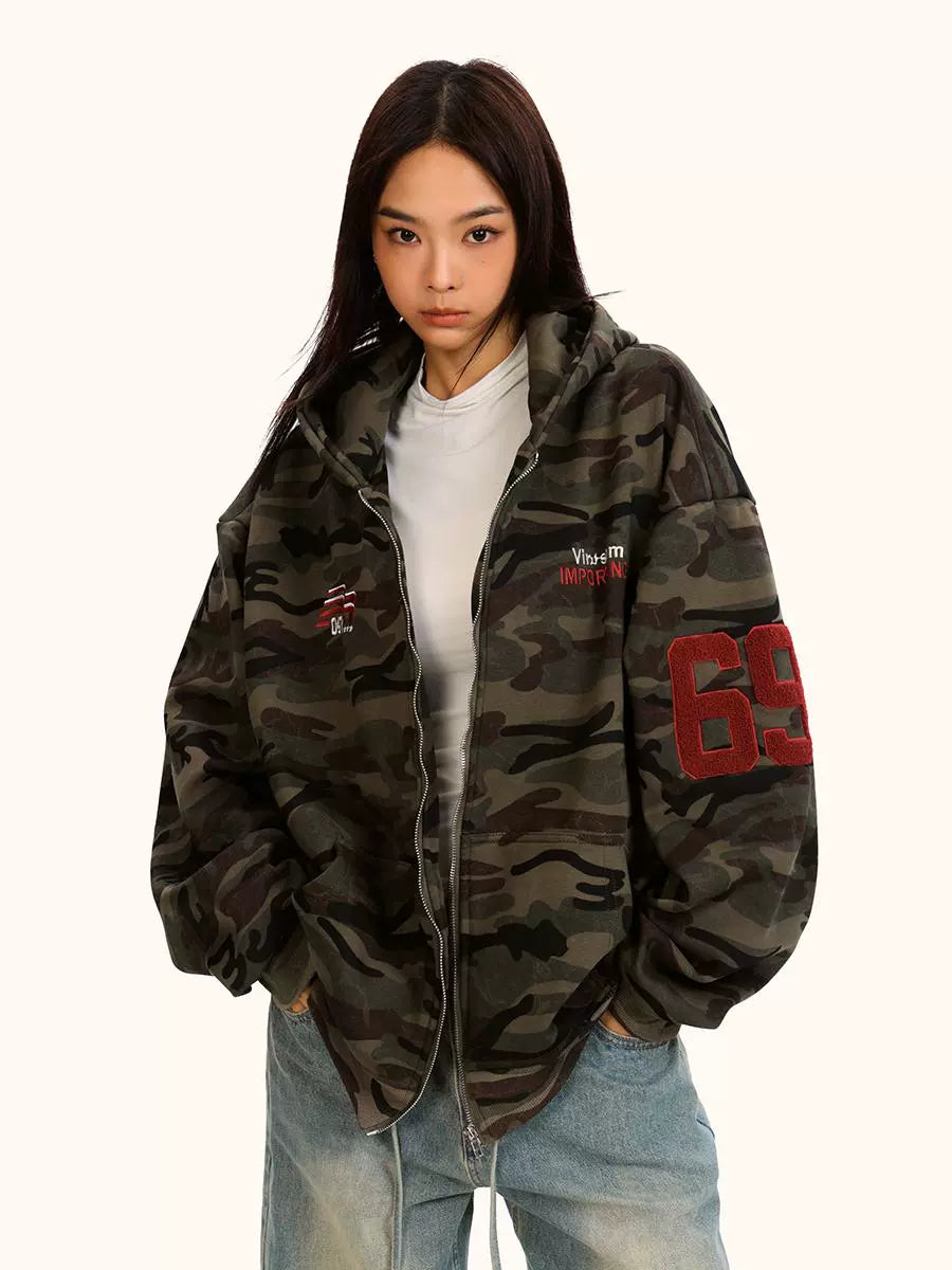 Unisex "Back Number" Zip Hoodie Jacket