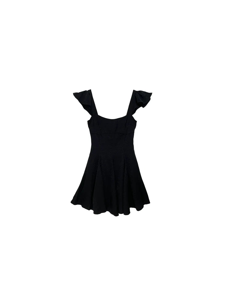 Square Neck Ruffle Sleeve Mini Dress