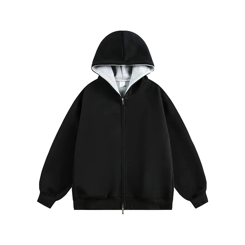 Dual-Tone Varsity Zip Hoodie