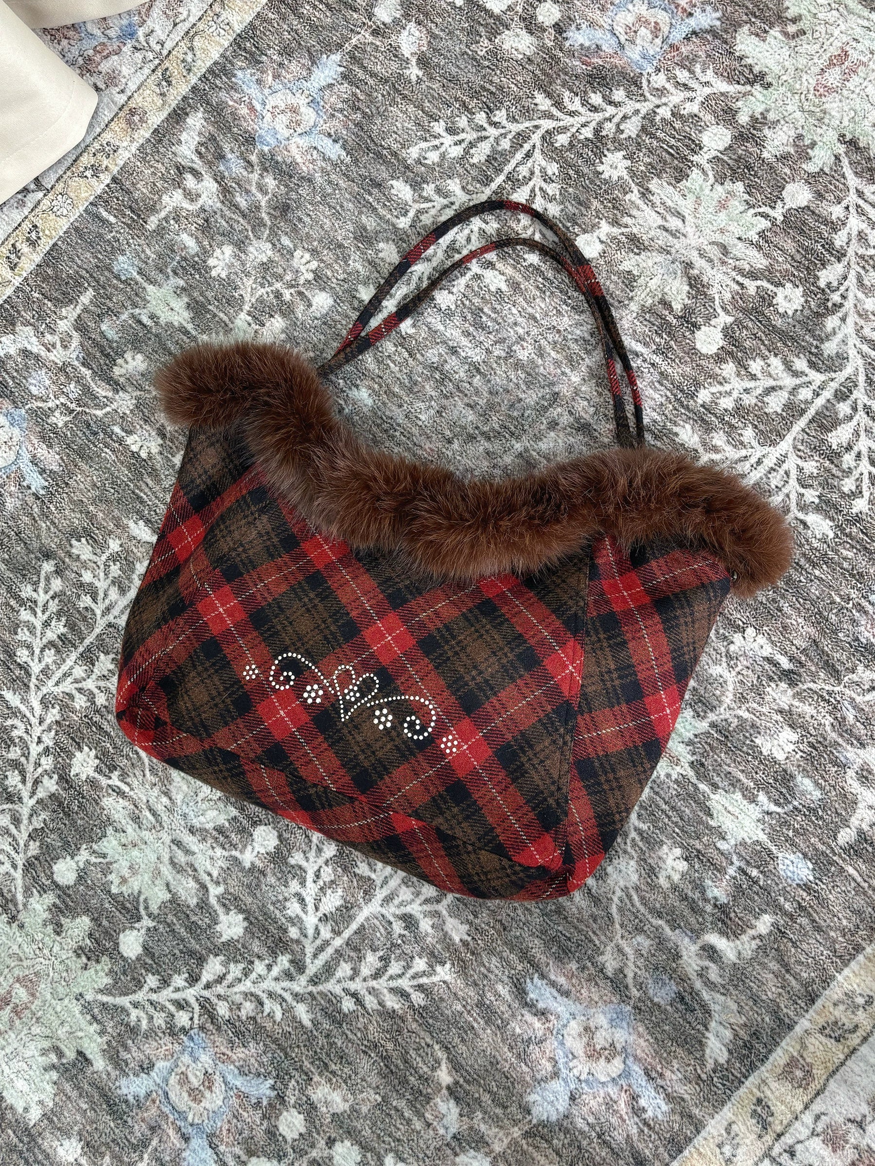 Faux-Fur Plaid Oversized Tote - view 5