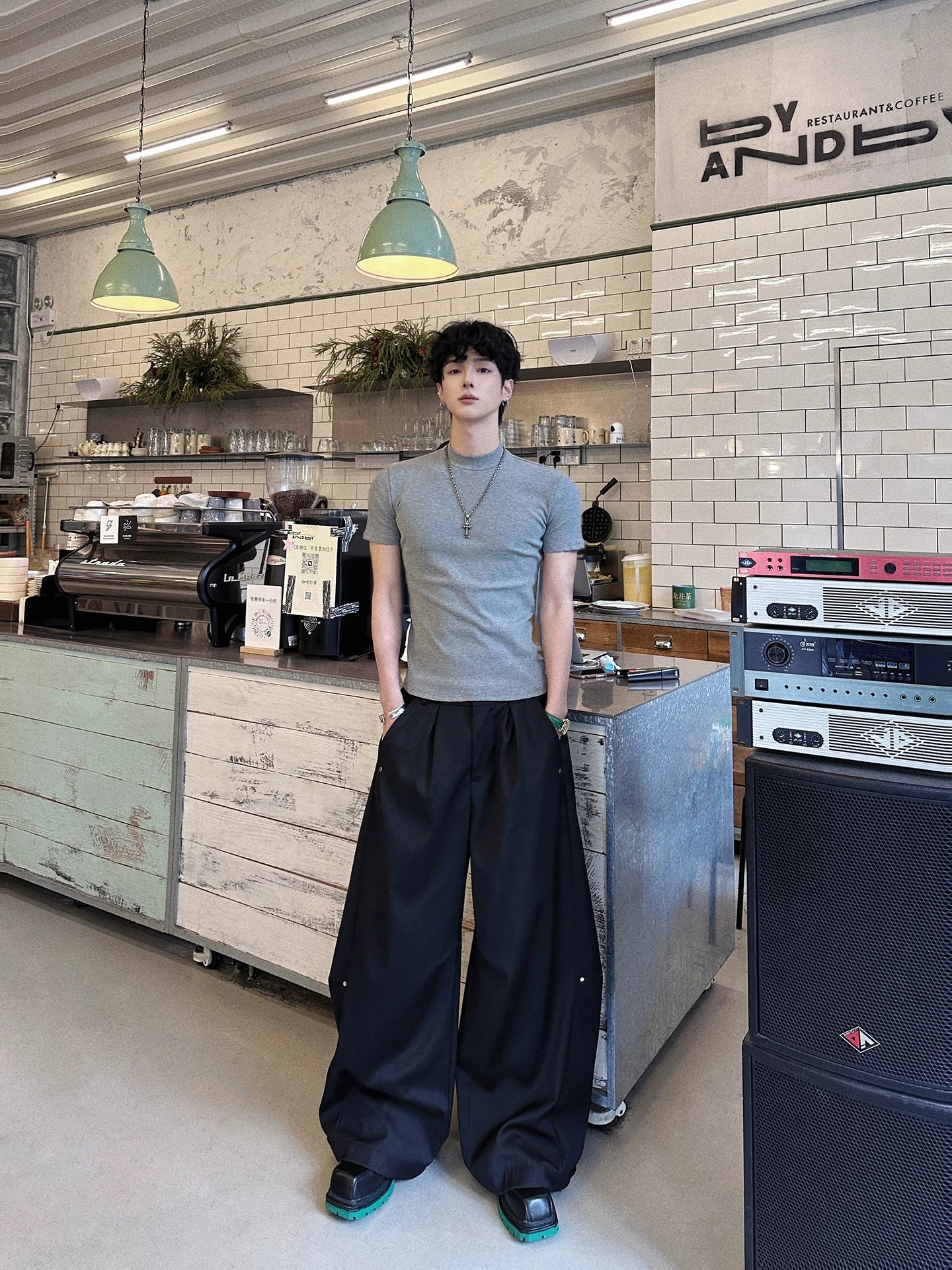Monolith Drift Snap-Pleat Wide Trousers