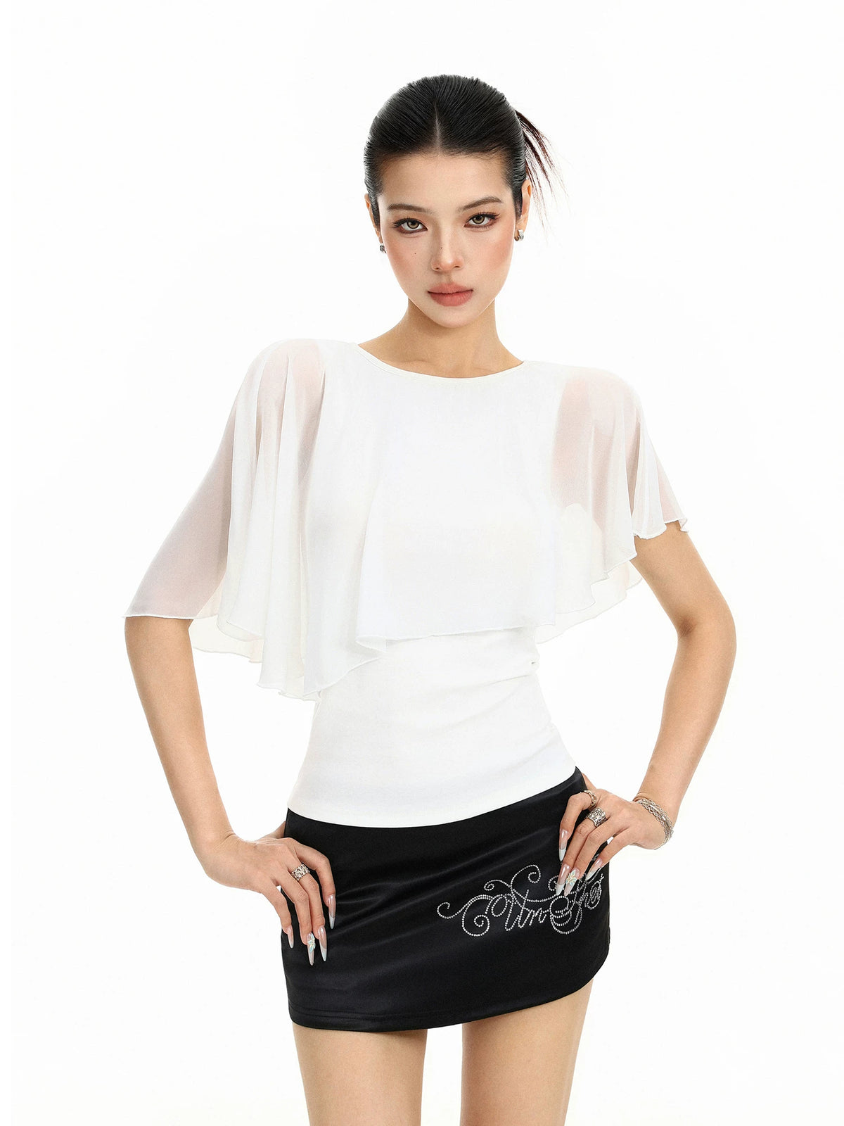 Celeste Sheer Cape Overlay Top