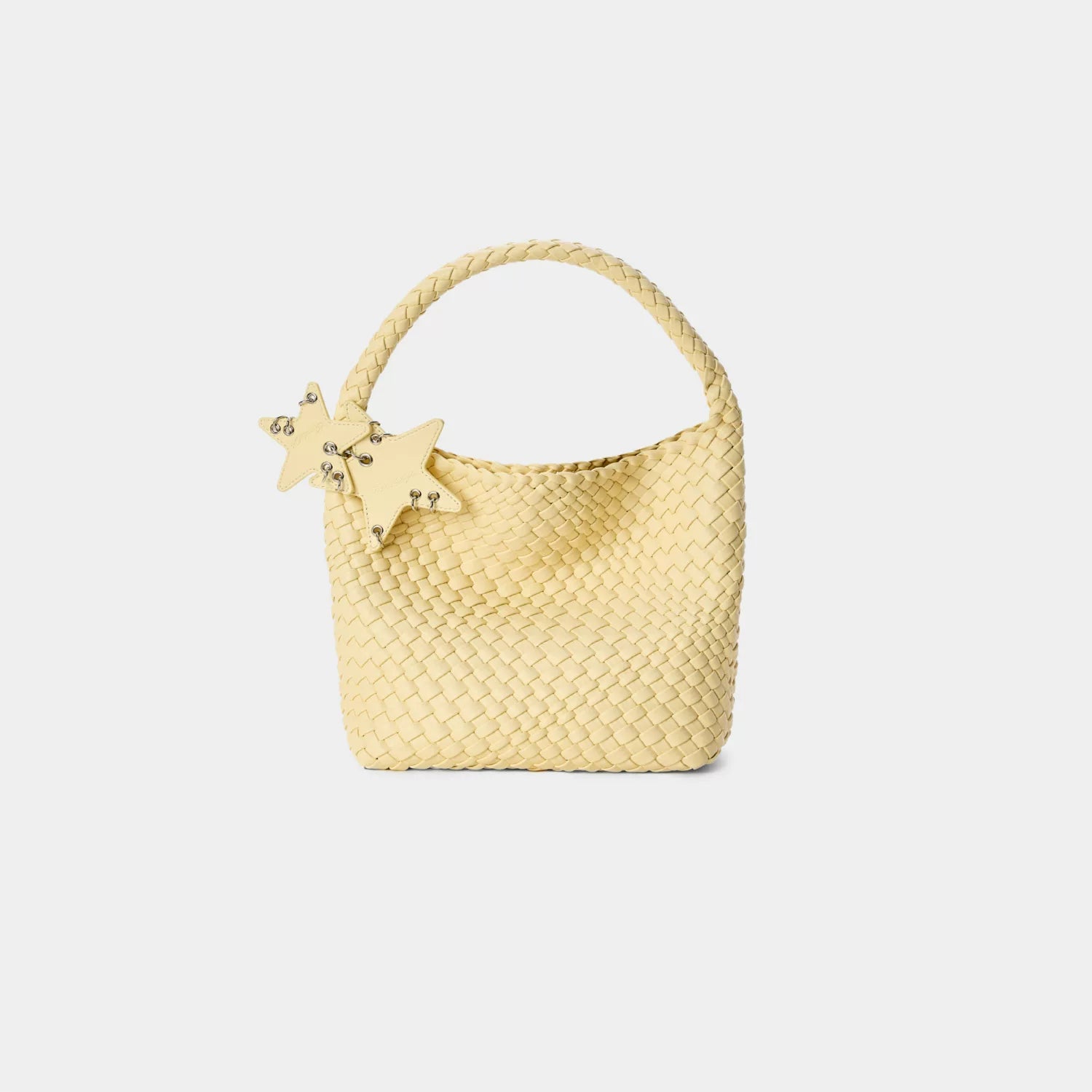 Metallic Braided Star Hobo Tote - Goose Yellow / Small