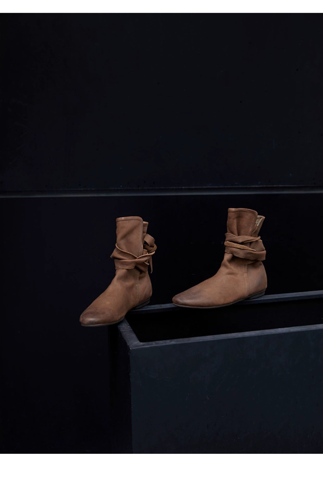 Pointed Toe Buckle Ankle Boots