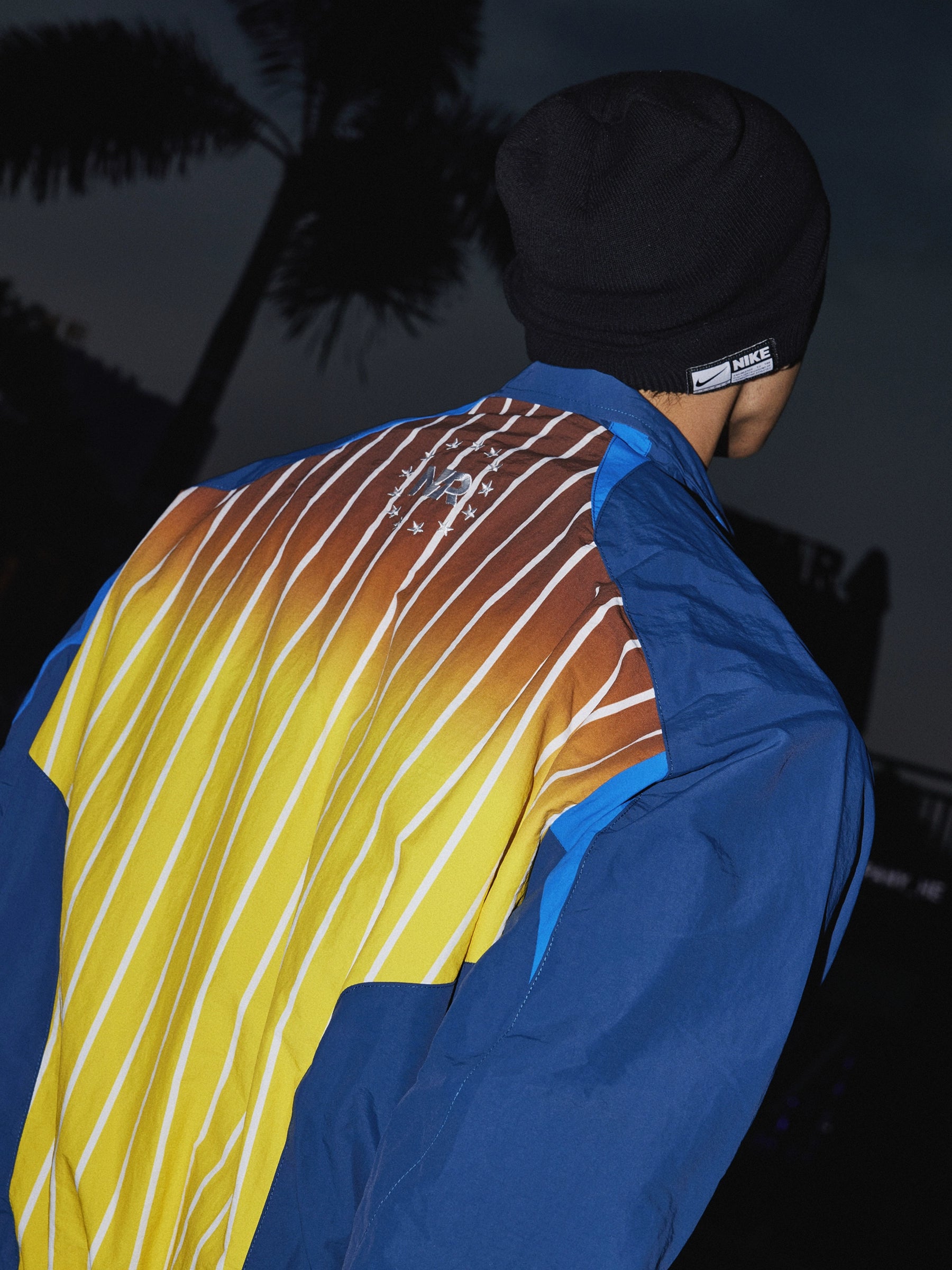 Colorblock Striped Zip Up Windbreaker