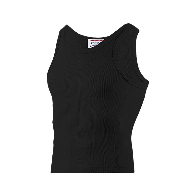 Camiseta de tanque acanalado de ajuste delgado