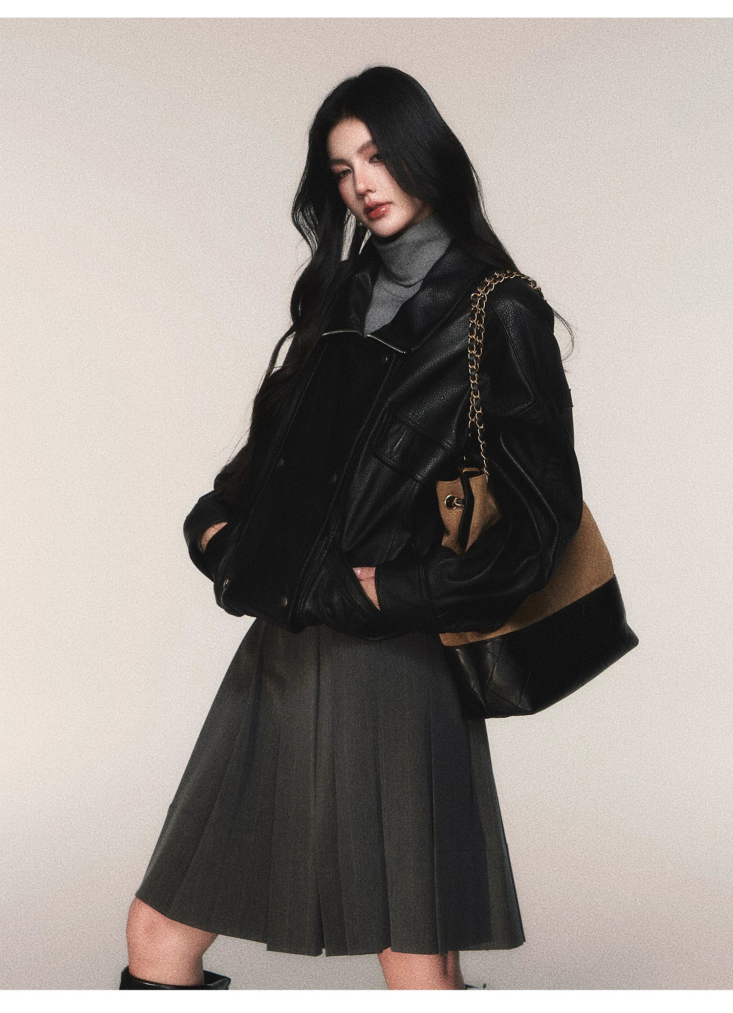 Riding Class Pleated Midi Skirt