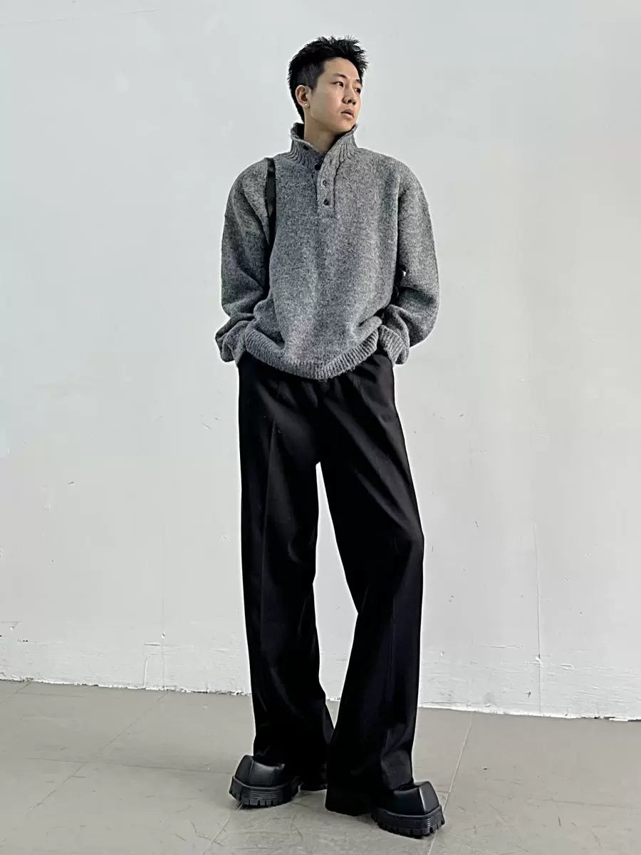 Shadowknit Button Highneck Sweater