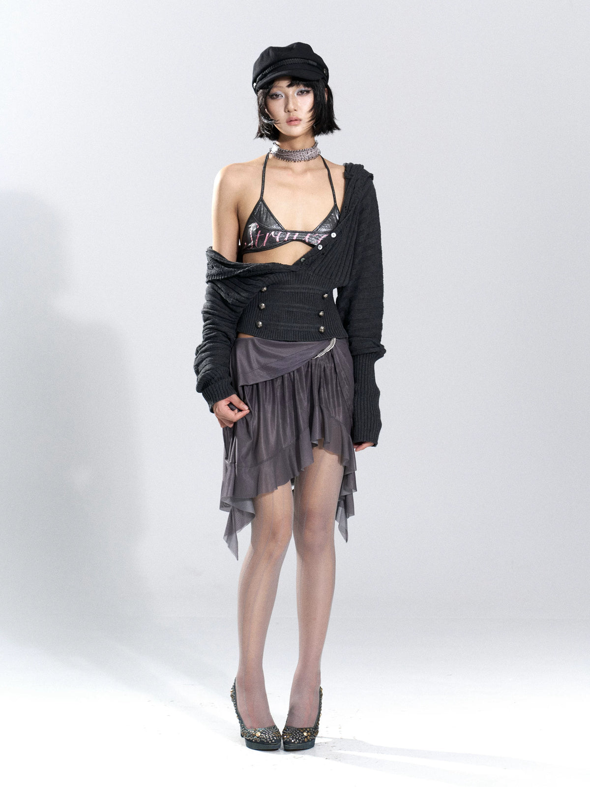 Eclipse Lace-Trim Corset Knit Top