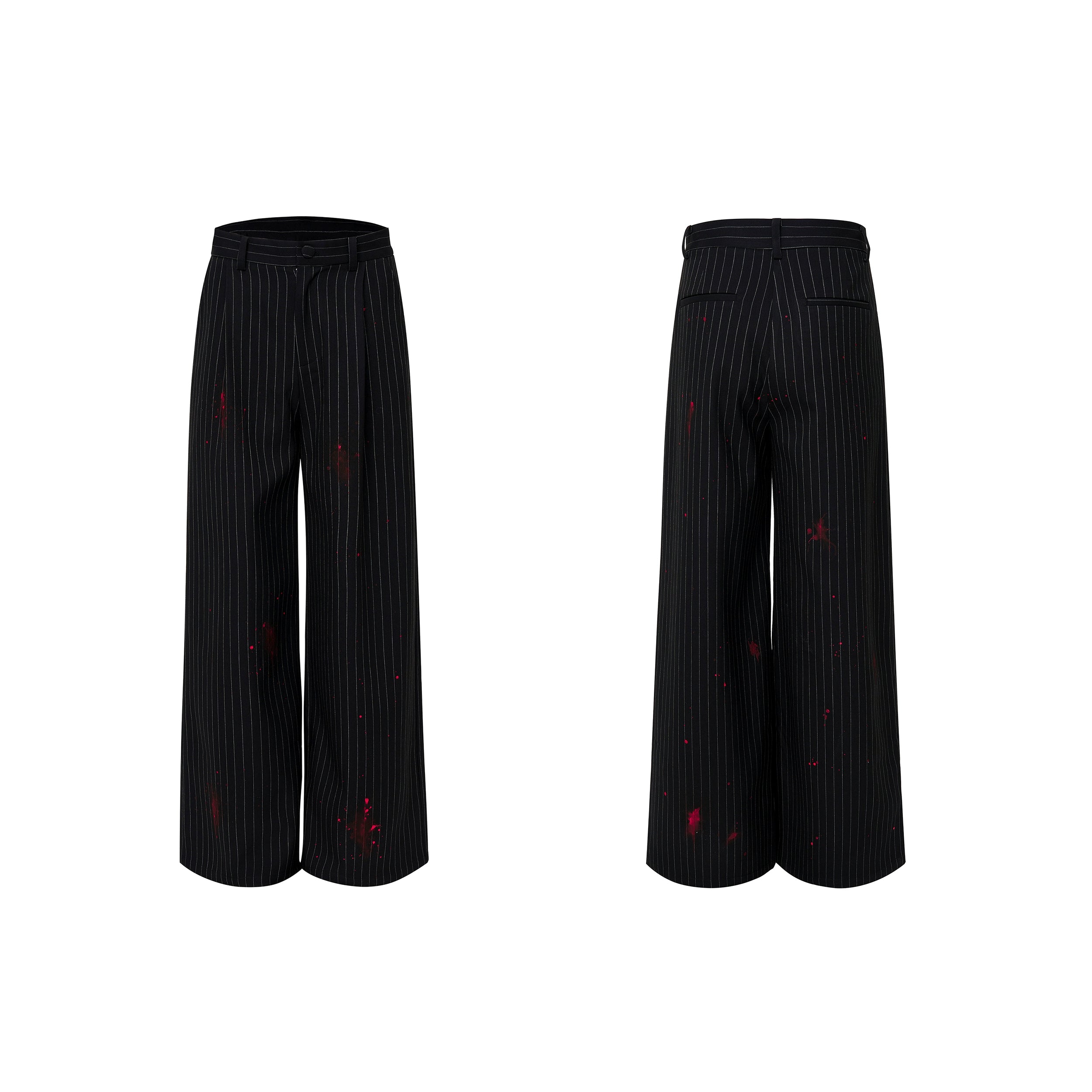 Red Paint Splatter Pinstripe Jacket and Pants Setup