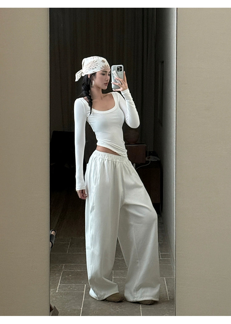 White Cotton Wide Leg Pants