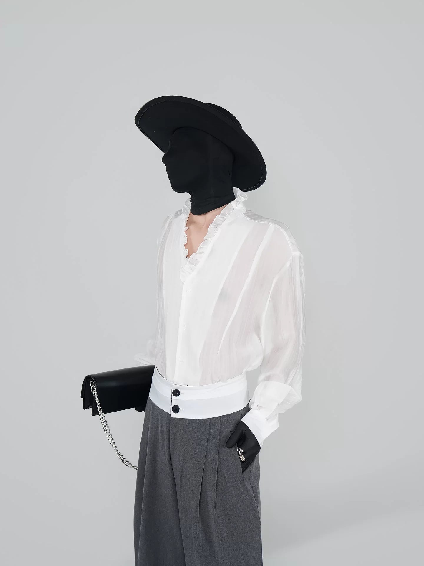 Ledger Ruffle-Collar Poet Blouse Shirt