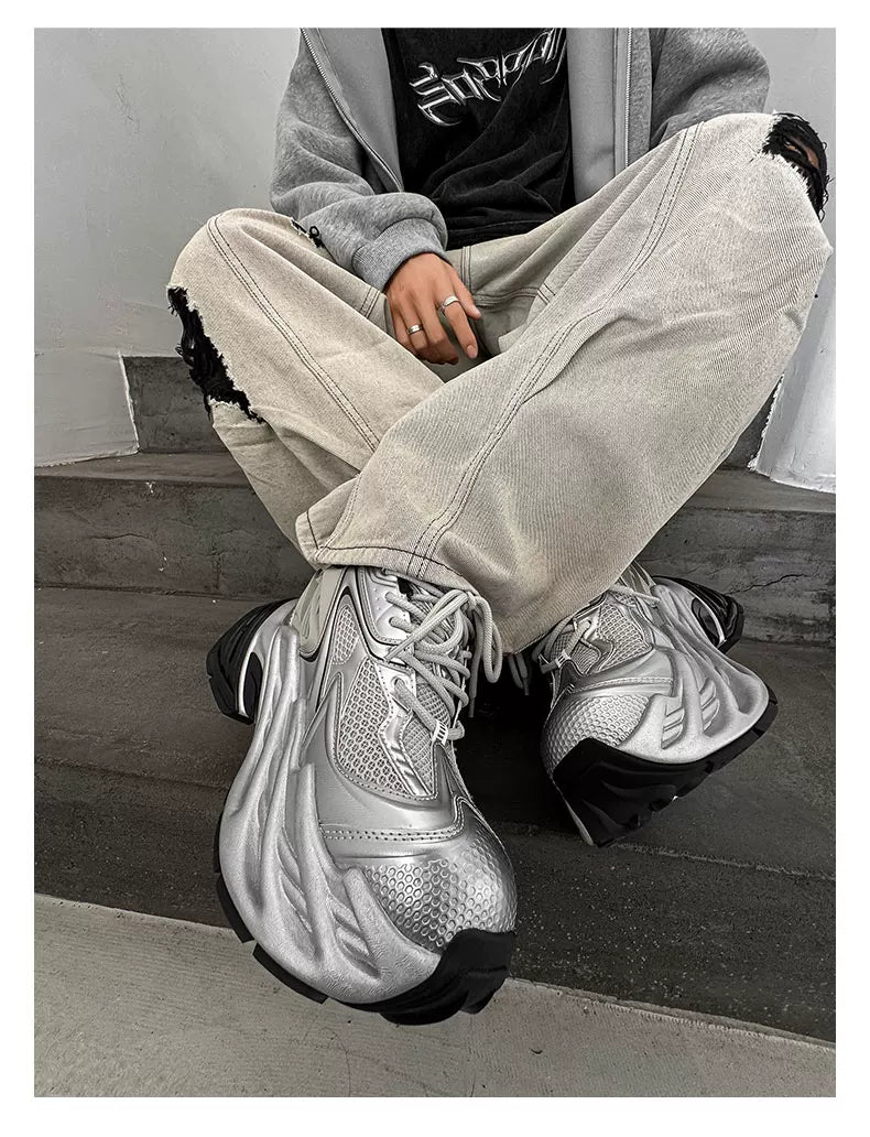 Futuristic Metallic Platform Runner Sneakers