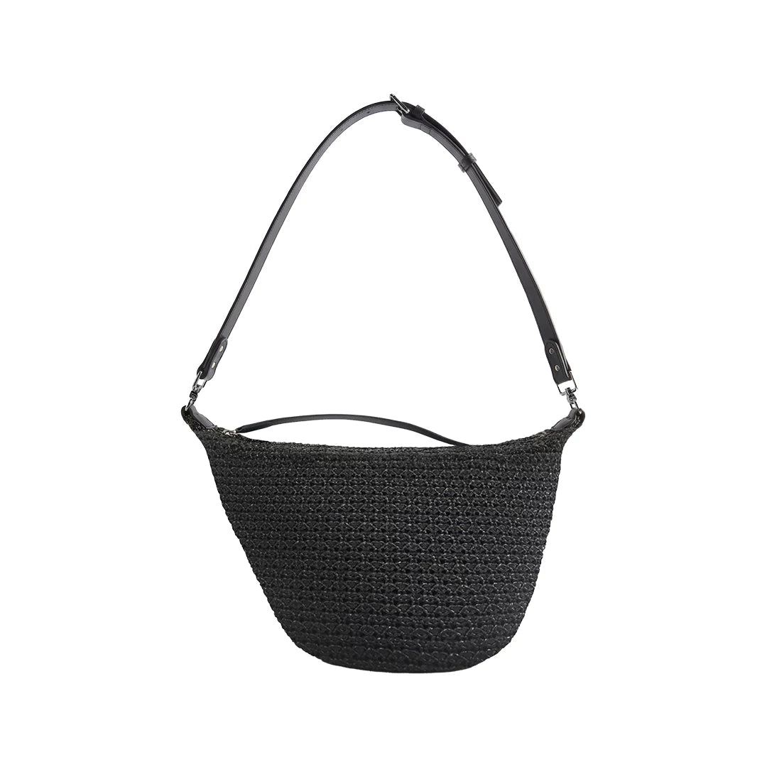 Black Woven Shoulder Bag