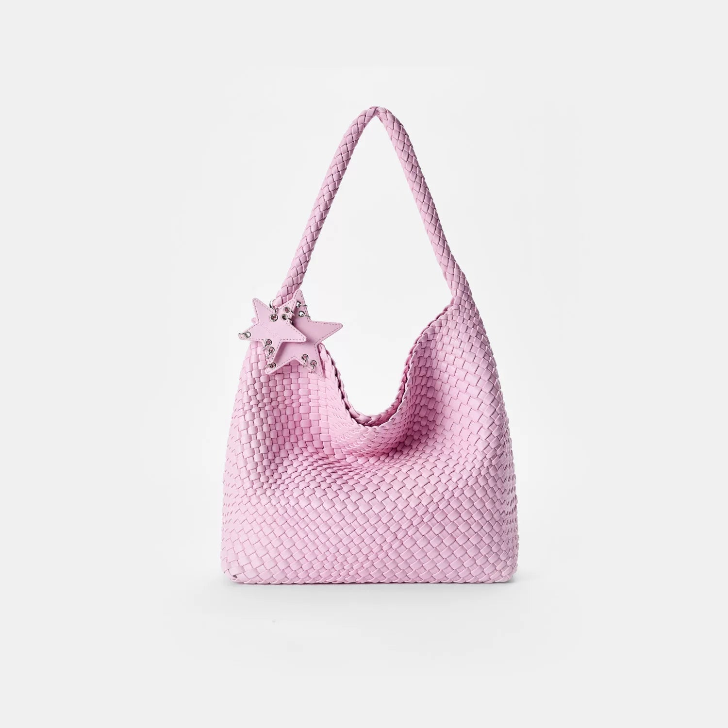 Metallic Braided Star Hobo Tote - Pink / Large
