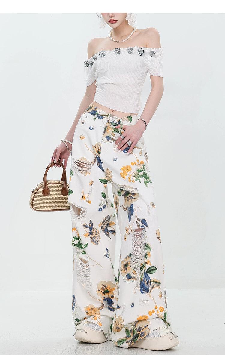 Breezy Bloom Delessed Wide Bein Jeans