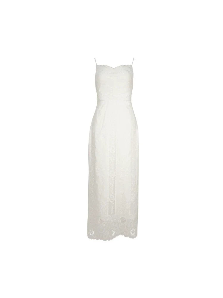 Lace Crochet Spaghetti Strap Maxi Dress