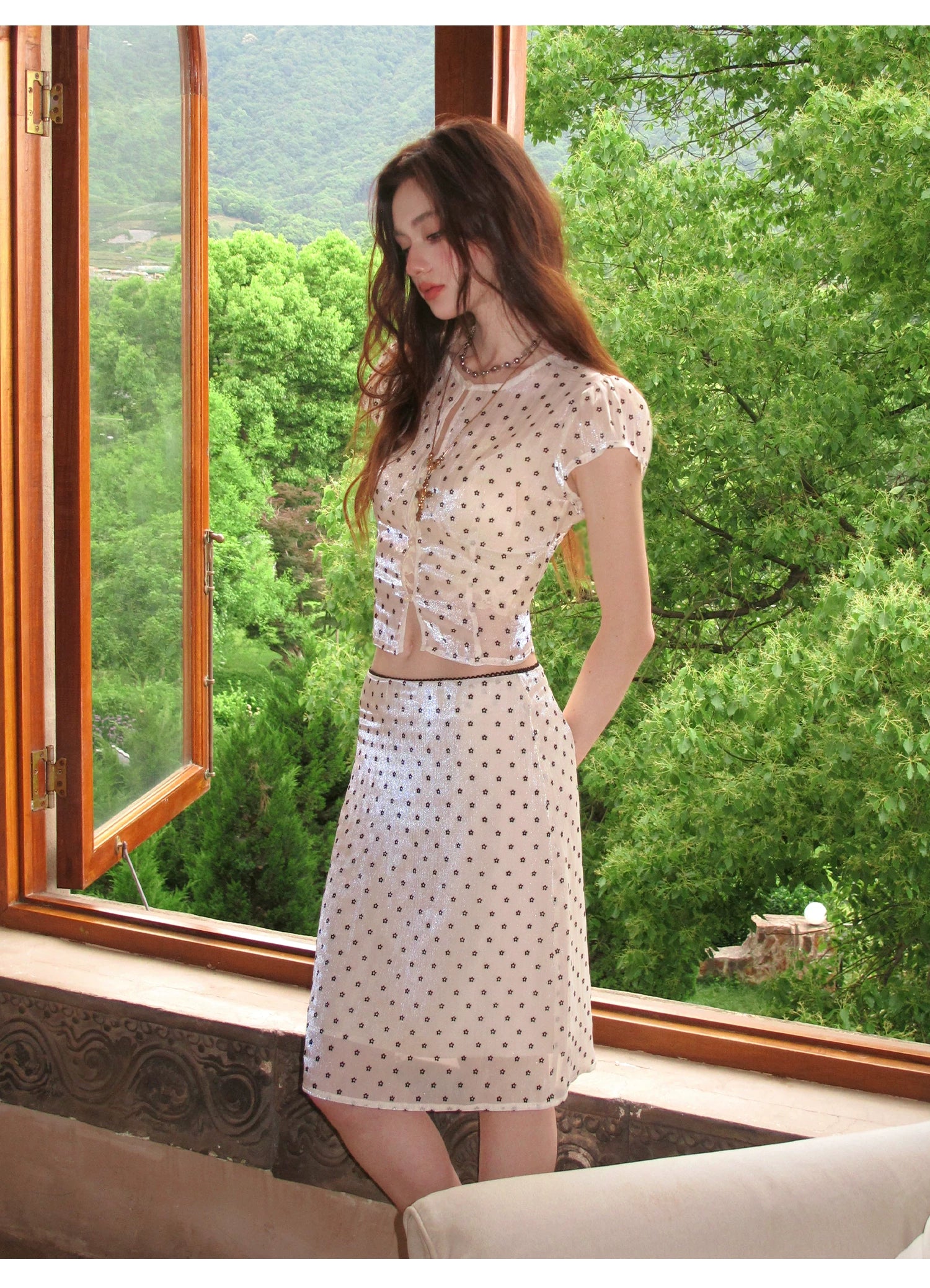 Garden Lumière Dotted Mesh Blouse