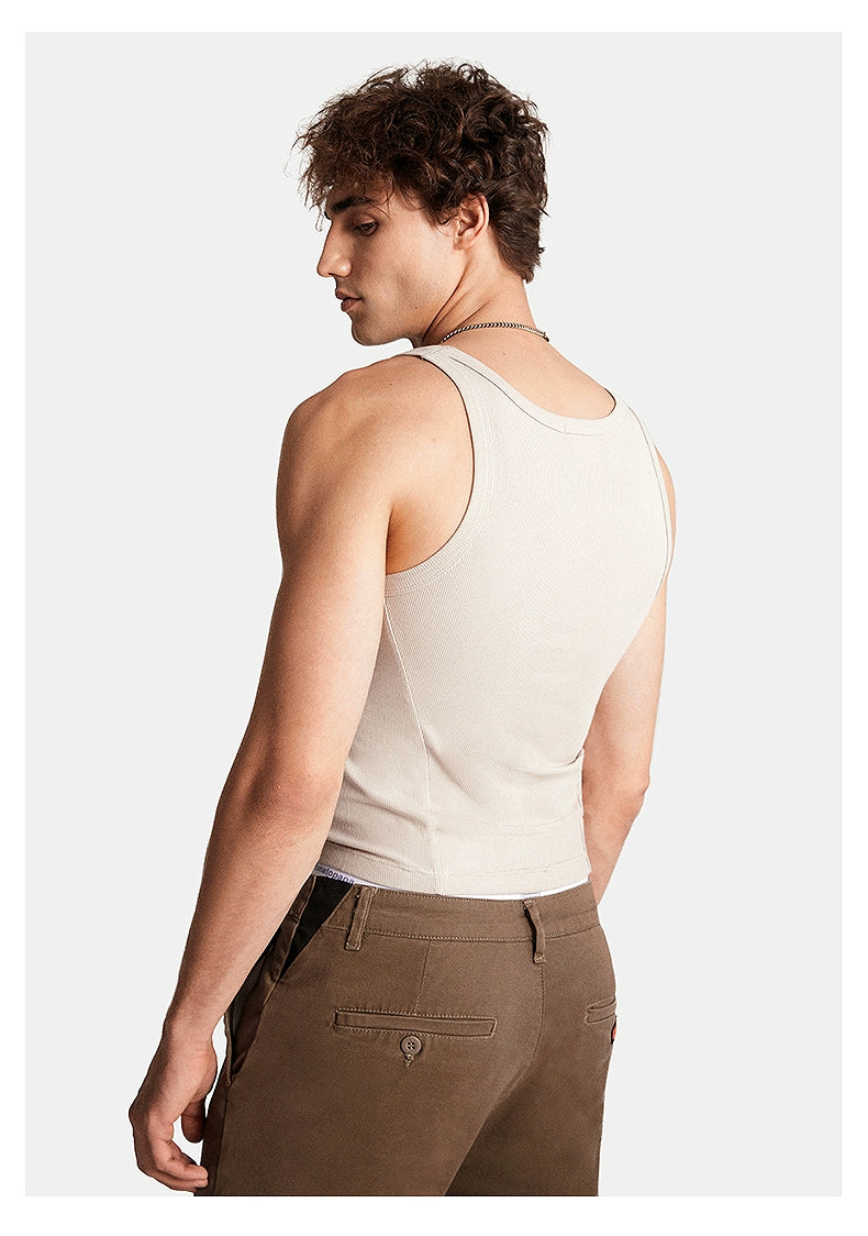 Camiseta de tanque acanalado de ajuste delgado
