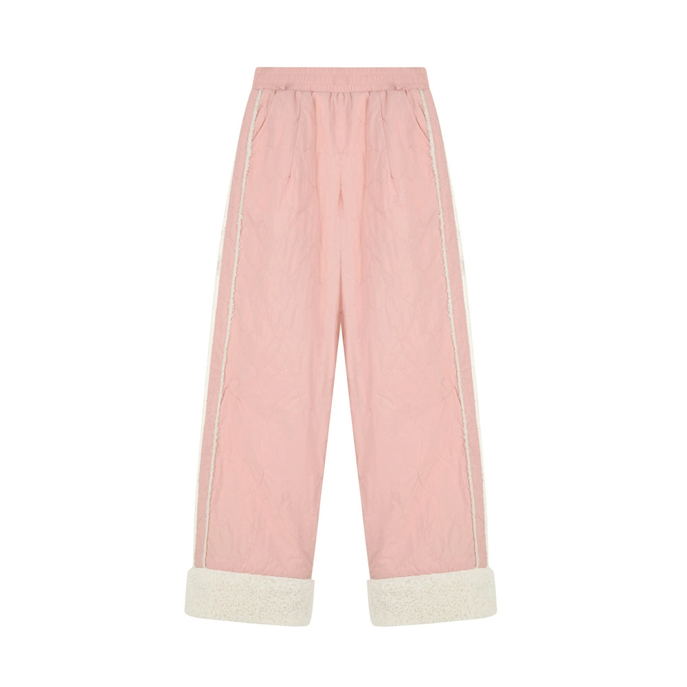 Sherpa-Lined Pink Track Pants