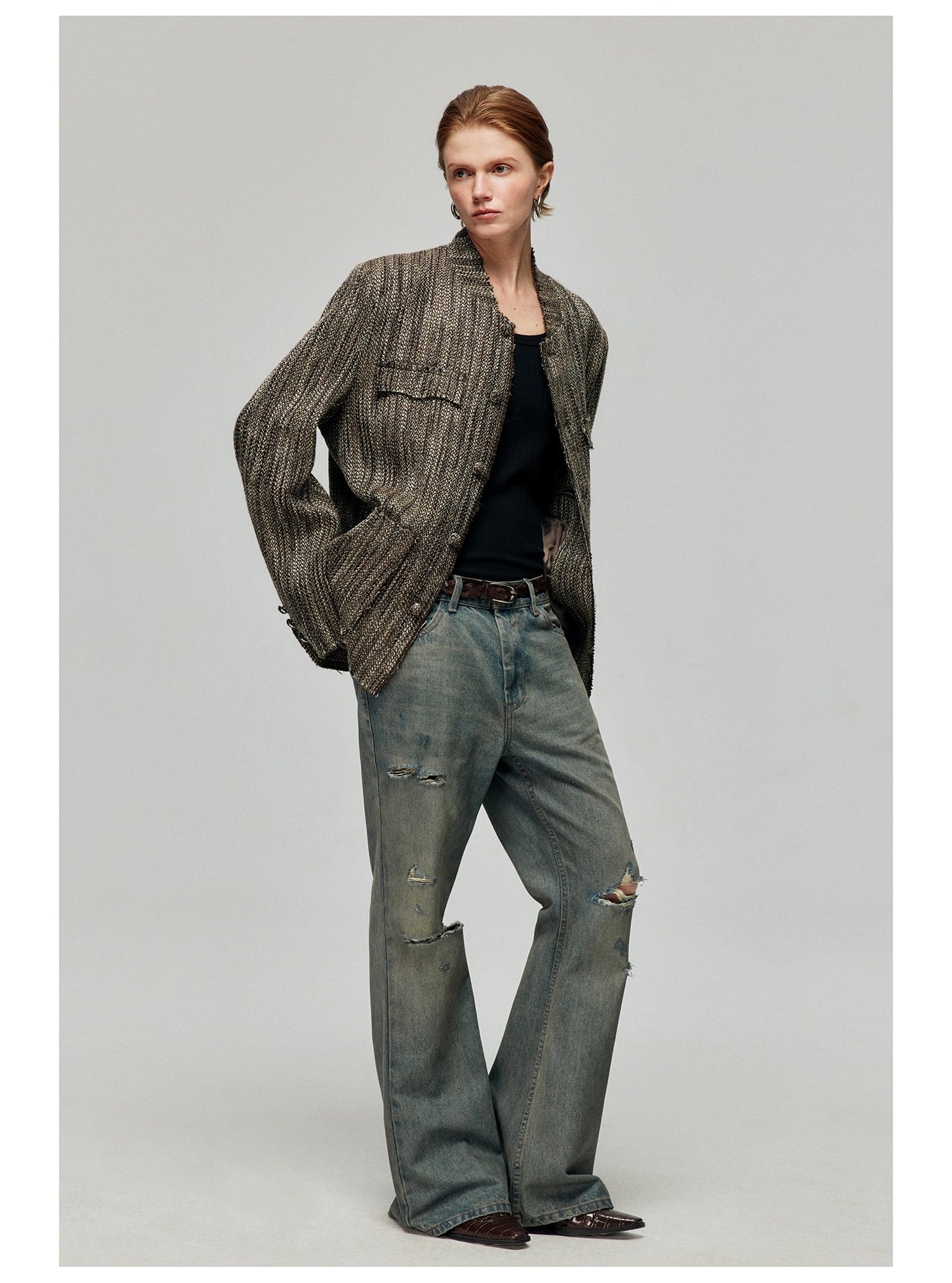 Distressed Wide Leg Flare Jeans