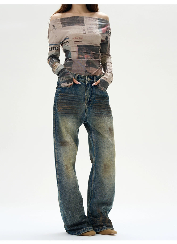 Distressed Baggy Ripped Denim Jeans