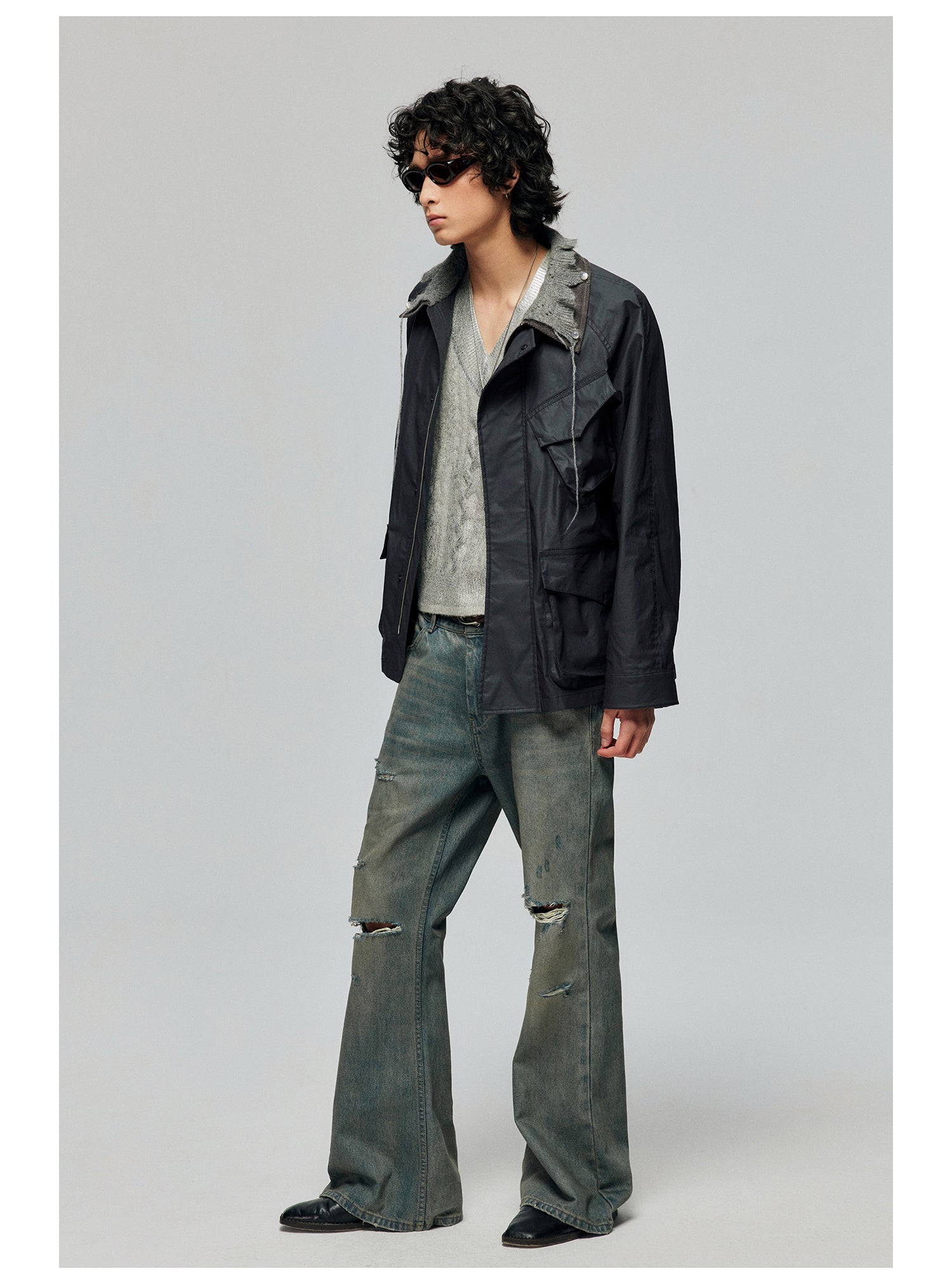 Distressed Wide Leg Flare Jeans