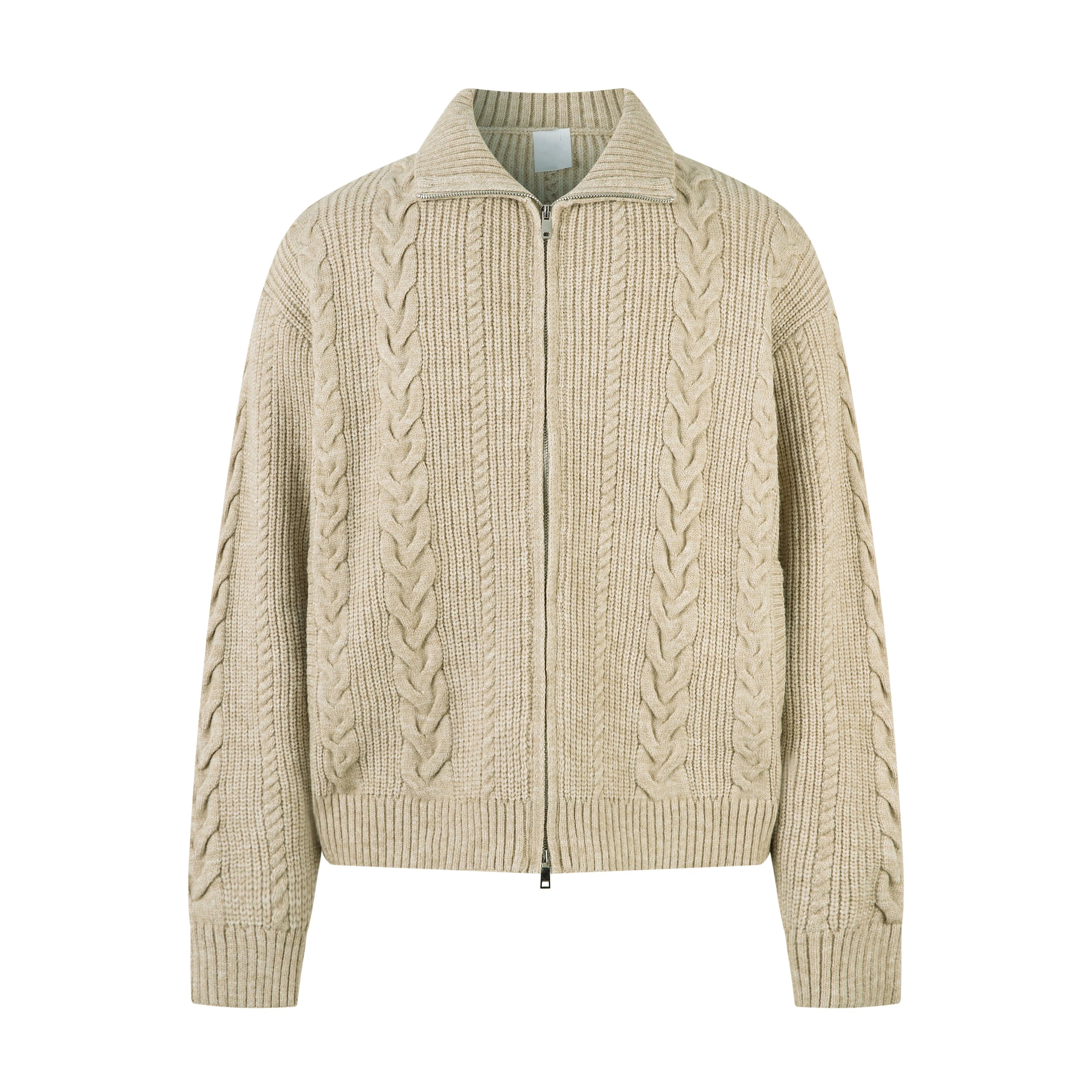 Oatbraid Zip Cable Cardigan