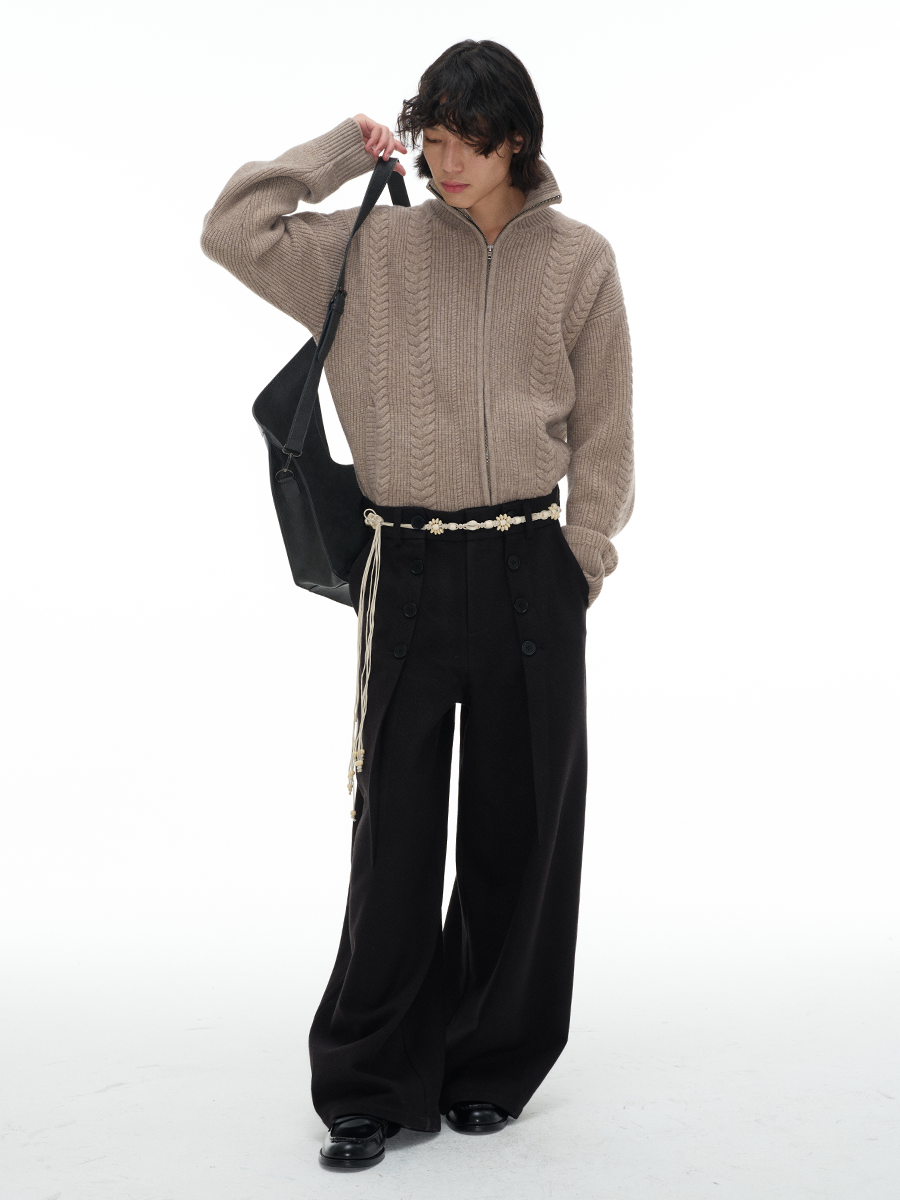 Cozy Cable Zip-Up Wheat Cardigan
