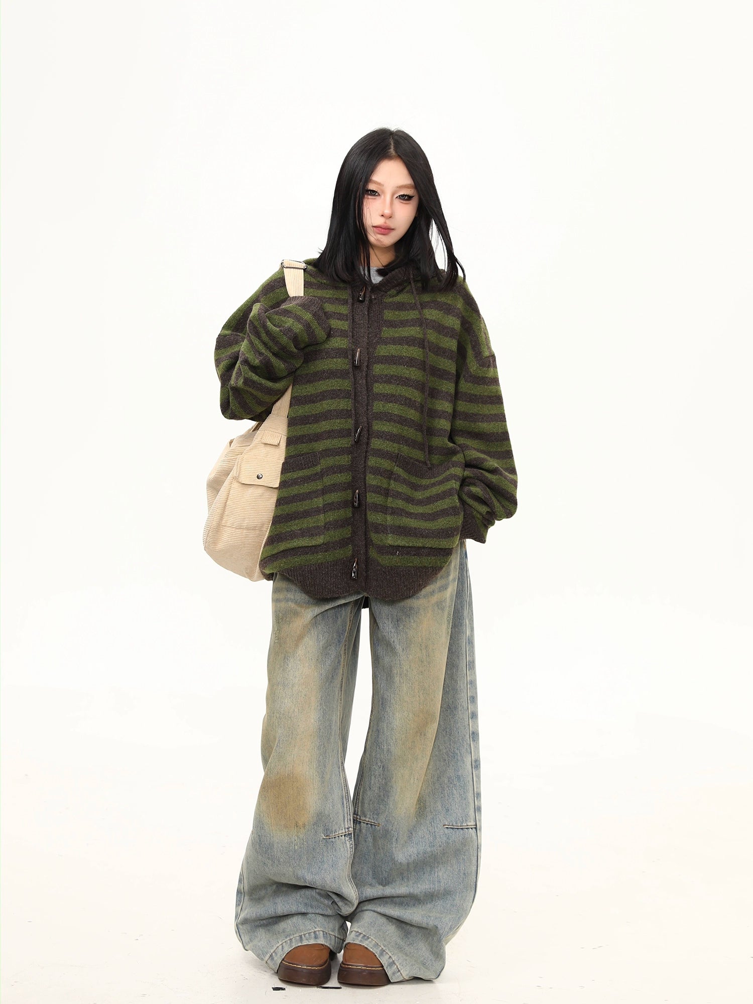 Moss Groove Toggle Knit Hoodie