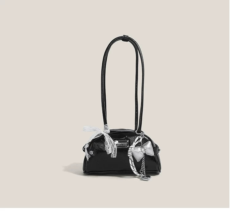 Frosted Lace Bow Baguette Bag