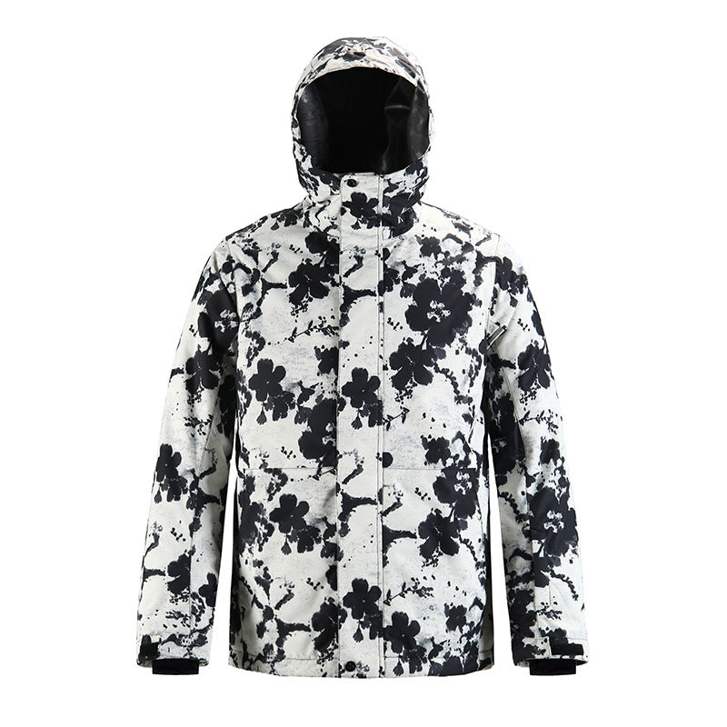 Graphic Print Hooded Snowboard Jacket