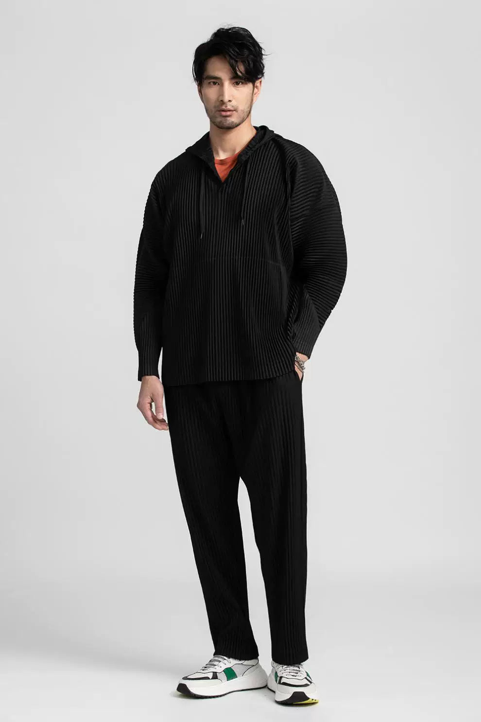 Glacier Wave Pleated Hoodie