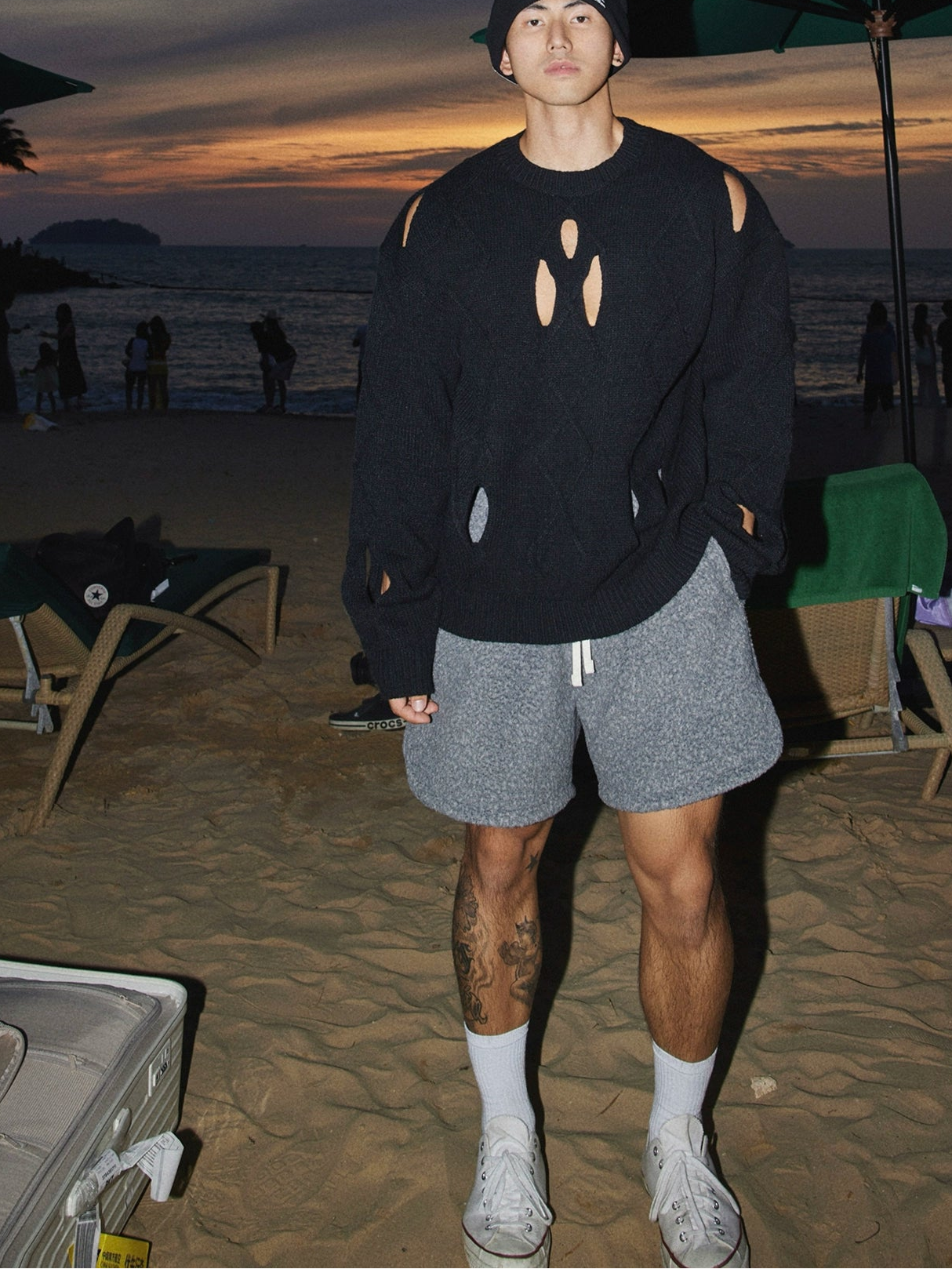 Midnight Distressed Knit Sweater