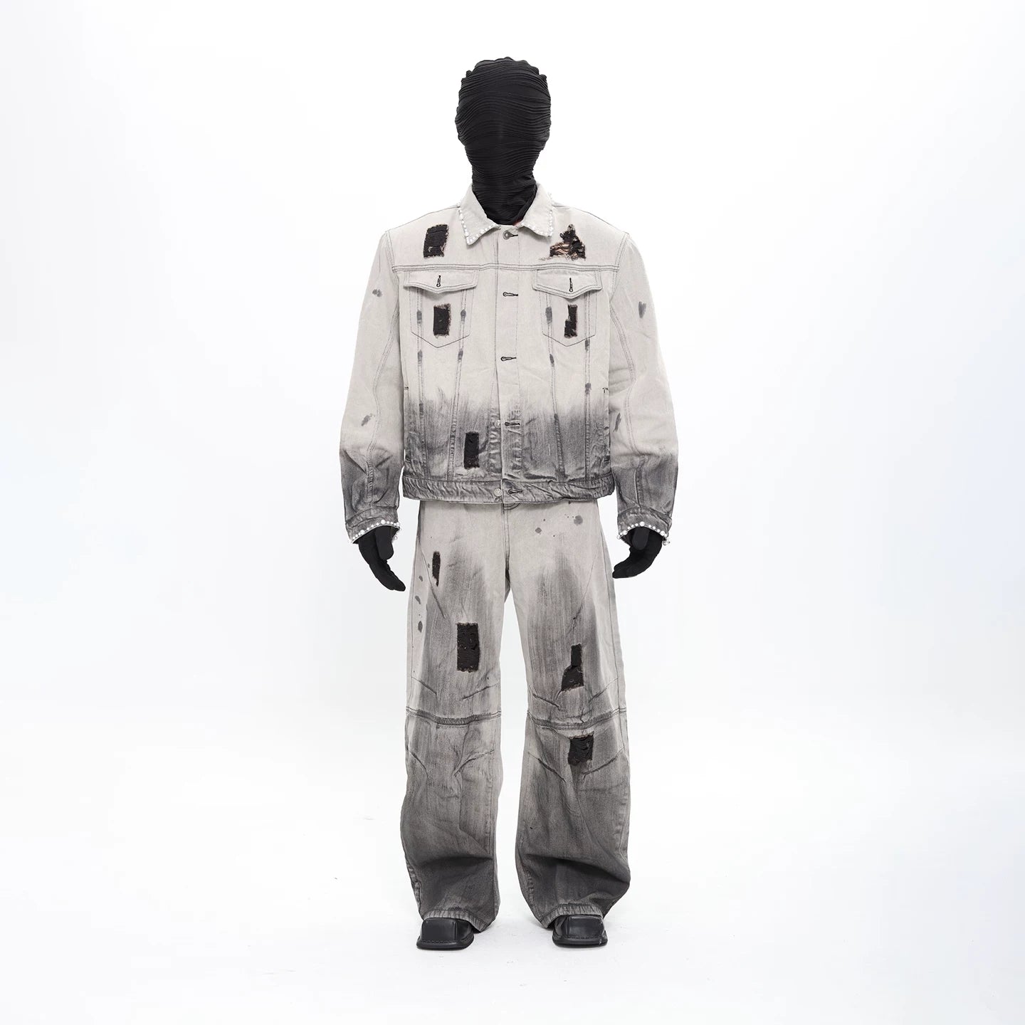 Ashfall Relic Pearl-Distressed Denim Jacket