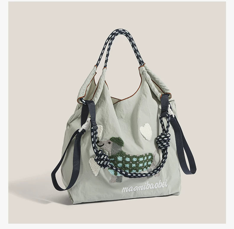 Cloudy Dachshund Sling Tote