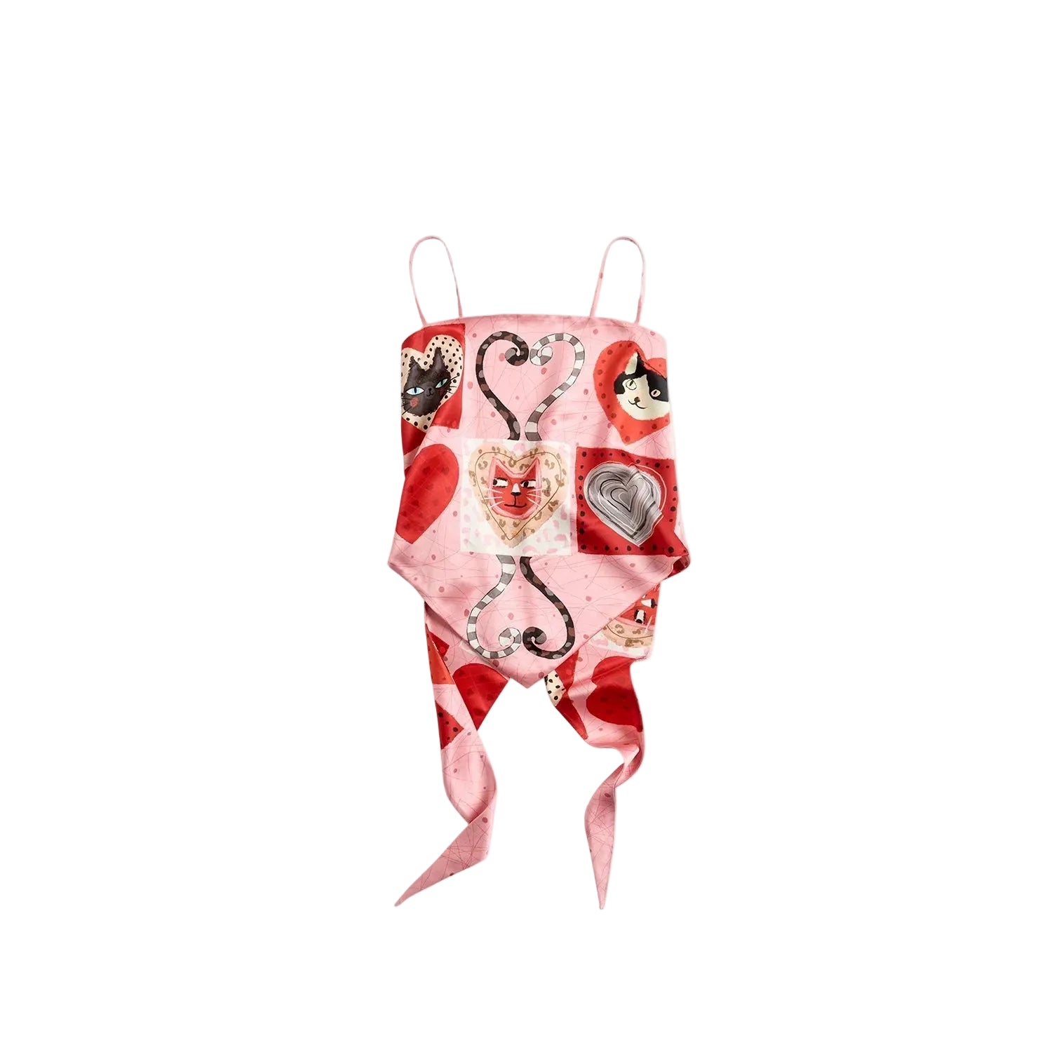 Sweetheart Kittens Patchwork Scarf Cami
