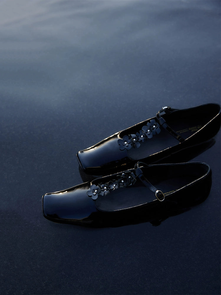 Floral Square Toe Mary Janes